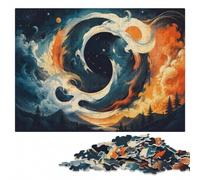 Abstract Space Swirl Yin Yang Wooden Jigsaw Puzzle, Adults, 1000 Pieces | A flexible puzzle activity: a simple way to organise the image at home.