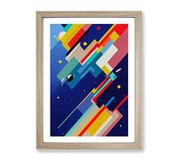 Abstract Spaceship Rocket Art No.1 Framed Print | A2 Oak Framed Wall Art | Ready to Hang | Abstract Fantasy Picture | Living Room Bedroom Lounge Office