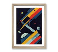 Abstract Spaceship Rocket Art No.2 Framed Print | A3 Oak Framed Wall Art | Ready to Hang | Abstract Fantasy Picture | Living Room Bedroom Lounge Office