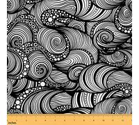 Abstract Spiral Waterproof Fabric by The Yard Exotic Tribal Conch Pattern Decorative Fabric for Upholstery and Home DIY Projects Black White Polka Dots Outdoor Upholstery Fabric,1 Yard