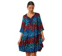 Abstract Spot Print Lace Trim Dress Roman Navy 18