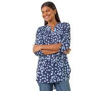 Abstract Spot Print Stretch Shirt Roman Blue 14