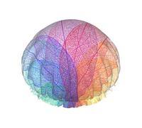 Abstract Spring Leave Printed Double-Layer Shower Cap, Reusable Shower Cap, Suitable For Various Hair Lengths