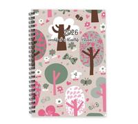 Abstract Spring Tree 2026 Diary A5 To Do List Notebook Personal Planner 2026 Diary for Women Notebook for Homework Week To View Monthly Year Planner with Dotted Line Note Page Slim