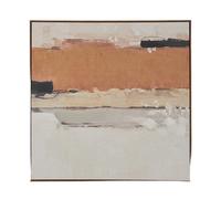 Abstract Square Canvas - White & Terracotta with Oak Effect Frame