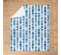 Abstract Square Grid Kids Flannel Blanket,Geometric Checker Patchwork Bed Blanket,Plaid Lattice Simple Girls Boys Sofa Decor,Blue Fuzzy Blanket,Queen Size (90 x 90 Inches)