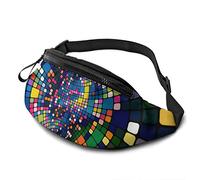 Abstract Squares Art Fanny Pack Waist Bags for Women & Men, Casual Belt Bag Crossbody Bum Bag with Adjustable Strap for Outdoors Running Hiking