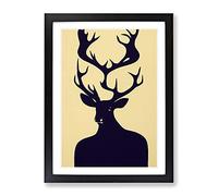 Abstract Stag Art No.1 Framed Print | A2 Black Framed Wall Art | Ready to Hang | Abstract Animal Picture | Living Room Bedroom Lounge Office