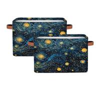 Abstract Star Storage Bins Basket, Starry Sky Collapsible Rectangle Storage Box ,With Handles Toy Organizer Bin ,for Shelf Closet/Home/Bedroom/Kids Room/Laundry Room ,1(pack)