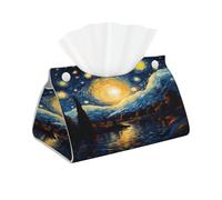 Abstract Starry Night Tissue Box Cover Oil Painting Pu Leather Tissue Holder Long Decorative Organizer For Office Car Home Bathroom Napkins and Facial Dispenser