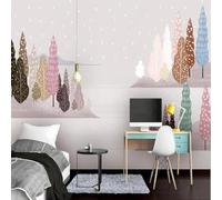 Abstract Stereo Multicolour Tree Mountain Modern 3D Wallpaper Premium Textured Silk Neutral Tones Material Ideal for Living Room Bedroom-150cm×105cm