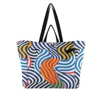 Abstract Stripe Colorful Pattern Canvas Tote Bags with Handles Kitchen Grocery Bags Beach Bag for Women Wedding Party,Travel,Laundry bolso Negro para Mujer