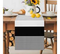 Abstract Stripe Table Runner 13x120 Inches Long Classic Black Lines Art Cotton Linen Table Runner Burlap Style for Dinner Table Party Decor Tabletop Decorations