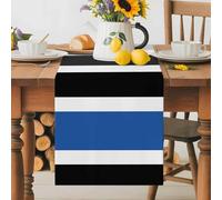 Abstract Stripe Table Runner 13x36 Inches Long Classic Navy Blue Black Lines Art Cotton Linen Table Runner Burlap Style for Dinner Table Party Decor Tabletop Decorations