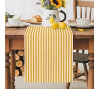 Abstract Stripe Table Runner 13x90 Inches Long Classic Pink Yellow Lines Art Cotton Linen Table Runner Burlap Style for Dinner Table Party Decor Tabletop Decorations