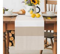 Abstract Stripe Table Runner 18x72 Inches Long Classic Brown Lines Art Cotton Linen Table Runner Burlap Style for Dinner Table Party Decor Tabletop Decorations