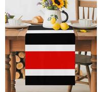 Abstract Stripe Table Runner 18x72 Inches Long Classic Red Black Lines Art Cotton Linen Table Runner Burlap Style for Dinner Table Party Decor Tabletop Decorations