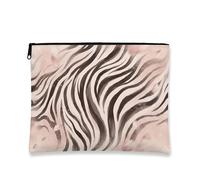 Abstract Striped Horse Makeup Bag, Peach Stripes Modern Cosmetic Travel Pouch for Women, Portable Canvas Zipper Organizer, Everyday Skincare Toiletry Bag, Peach, 7x9 Inch, Striped Horse