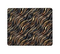 Abstract Striped Horse Stripe Art Stripes Watercolor Small Mouse Pad | Abstract Animal Print, Watercolor Brush Patterns, Metallic Gold Accents, Modern Desk Decor, Sophisticated Home Office