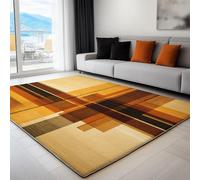 Abstract Striped Modern Printed Rug, Non-Slip Short Pile Tan Rugs, Living Room Decorative Carpet, 60 x 120 cm Indoor Carpet for Bedroom, Dining Room, and Other Areas