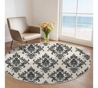 Abstract Stripes Geometric Round Area Rug 160 cm, Flannel Low-Pile Soft Corridor Floor Mat, Machine Washable Non-Slip Minimalist Circle Rug for Teenager Bedroom, Nursery Decor, Beige