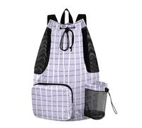 Abstract Strips Plaid Purple Drawstring Backpack String Bag With Pockets Wet and Dry Separation