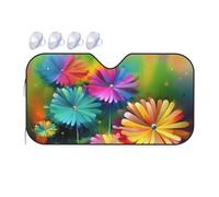 Abstract Style Colorful Flowers Car Windshield Sun Shade Foldable Car Front Window Sunshade for Sun, Heat and UV Rays, Auto Sun Blocker Visor Protector for Cars, SUVs Medium