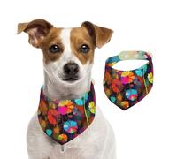 Abstract Style Colorful Flowers Dog Bandanas,Summer Bandanas for Dogs Washable Adjustable Dog Triangle Scarf Bibs Cute Pet Bibs for Medium Large Dogs Puppy and Cats Medium