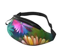 Abstract Style Colorful Flowers Fanny Pack for Men Women, Waterproof Sports Waist Bag Fashion Belt Bag Crossbody Bags Hip Bum Bag with Adjustable Strap Large Sling Bag Purse for Travel Hiking