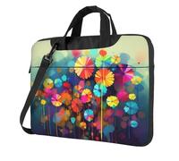 Abstract Style Colorful Flowers Laptop Shoulder Bag For Men Women Briefcase Messenger Bag W/Strap Handle Waterproof Laptop Sleeve Bag 15.6 Inch