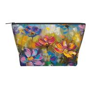 Abstract Style Colorful Flowers Print Makeup Bag Travel Cosmetic Bag Large Capacity Makeup Organizer Case Portable Makeup Pouch for Washing, Bedroom Storage