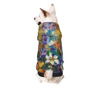Abstract Style Colorful Flowers Printed Dog Hoodie Soft Dog Sweatshirt Cute Cat Dog Clothes for Small Dogs Kitten Puppy, XS