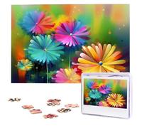 Abstract Style Colorful Flowers Puzzles from Photos 1000 Pieces Personalized Wooden Puzzle Challenging Jigsaw Puzzles for Adults Custom Picture Puzzle Gifts for Family Wedding Friend