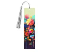 Abstract Style Colorful Flowers Wooden Bookmark 5pcs for Book Lovers,DIY Wooden Craft Bookmarks with Colorful Tassels Wood Gift Tags Labels Ornaments Unusual Gift for Men Women