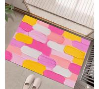 Abstract Style Door Mat - Non-Slip Washable Doormat, Irregular Color Block Design Welcome Dirt Trapper,Water Absorbent Floor Mat For Indoor/Outdoor Use,Front Entrance, Kitchen (Pink, 40 X 60 cm)