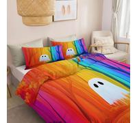 Abstract Style Rainbow Ghost Duvet Cover Double, Microfiber Reversible Duvet Cover, Double 200 x 200 cm, 3 PCs - Ultrasoft Hypoallergenic Luxury Quilt Cover Bedding Sets, with 2 Pillow Cases, Color