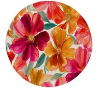 Abstract Style Round Rug 160cm for Living Room, Color Washable Soft Circle Bedroom Area Rug, Watercolor Vibrant Floral Printed Indoor Circular Carpet for Office Dining Room Under Table