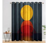 Abstract Sun Gold Moon Curtains Blackout, 90x90 Inch 2 Panels - Modern Sea Ocean Geometric Pattern Black Out Curtains, Home Decor, 90 Drop Eyelet Window Drapes for Bedroom, Living Room MB&45