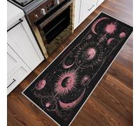 Abstract Sun Moon Runner Rug for Hallway, Celestial Boho Runner Rugs Soft Low Pile Non Slip Easy to Clean Washable Mat for Entryway Kitchen Bedroom Living Room Home Decor, 80x300cm Rf5V67a