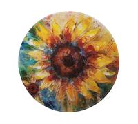 Abstract Sunflower Multicolor Mouse Pad with Anti-fray Stitching, Waterproof Gaming Mouse Mat for Men Women Non-Slip Rubber Base Round Computer Mousepad for Office Desk Accessories 8in