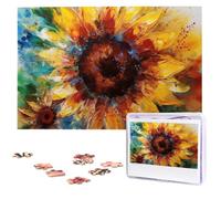 Abstract Sunflower Multicolor Puzzle for Adults 1000 Pieces Personalized Jigsaw Puzzles from Photos, Challenging Puzzle Perfect for Game Nights, Wooden Puzzles Gift for Holiday Birthday