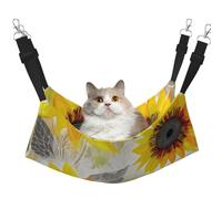 Abstract Sunflowers Cat Hammock for Cage Hanging Soft Pet Hammock Bed with Adjustable Straps and Metal Hooks Reversible Double Sided Hanging Bed Soft Sleeping Hammock for Cats