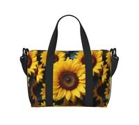 Abstract Sunflowers Print Tote Crossbody Travel Bag with Zip Casual Handbag for Weekend Trips and Gym Shopping