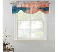 Abstract Sunrise Sunset Tie Up Valances Curtain, Ocean Modern Oil Painting Adjustable Rod Pocket Short Window Treatment Tie Up Curtains Valances for Kitchen Living Room Bathroom 54x18 Inches