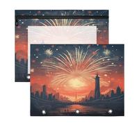 Abstract Sunset Art 3 Ring Binder Clear Binders Pencil Pouches Bags Case(2 Pack)