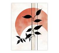 Abstract Sunset Moonrise Moon Devils Ivy Leaves Wall Art Print Artery8 White W24 inch x H32 inch