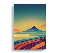 Abstract Sunset Over Mountains No.4 Canvas Print | Gallery Wrapped 30mm Frame Wall Art | 30x20 inches | Ready to Hang | Abstract Landscape Picture | Living Room Bedroom Lounge Office
