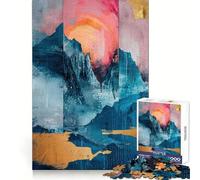 Abstract Sunset Over Teal Mountains 1000 Piece Jigsaws for Adults Puzzle DownTime Game Decompress Fun Challenge Fine Art (38x52cm)