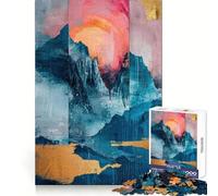 Abstract Sunset Over Teal Mountains Jigsaw for Teenagers 1000 Pieces Sharp Mind Restful Game Family Pastime Room Decor (38x26cm)
