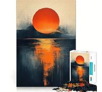 Abstract Sunset Over Water Painting 1000 Piece Puzzle For Adults Brain Calisthen Tight Joint Hard Challenge Game Night (38x26cm)